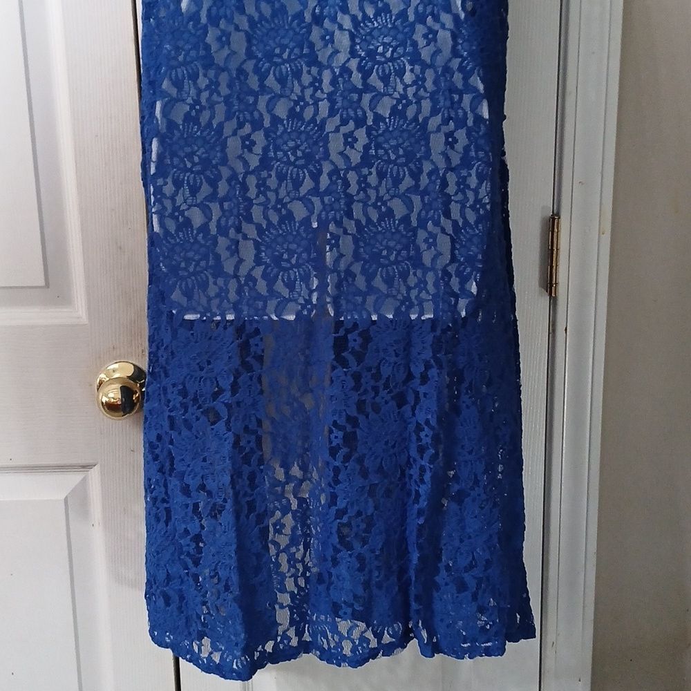 LuLaRoe Joy Vibrant Royal Blue Lace Vest Duster Sz M NWT - Picture 5 of 8